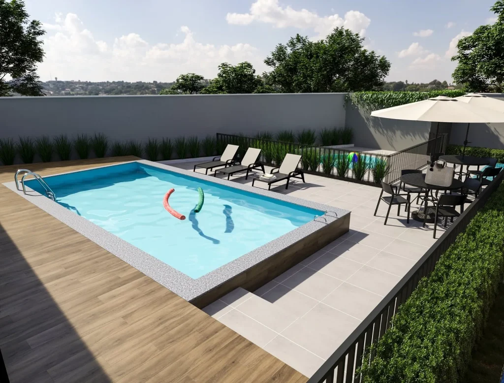 Piscina e solário do Domus Tremembé